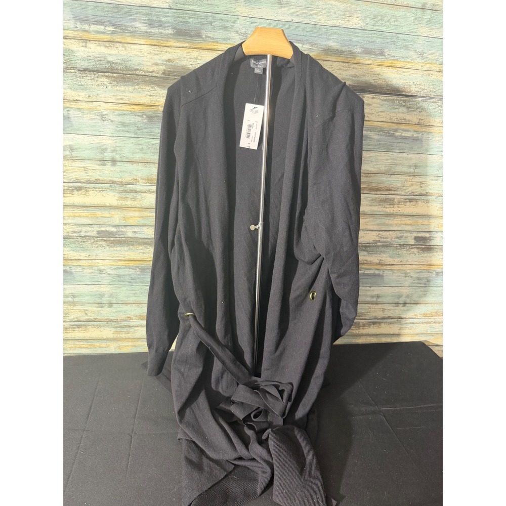 Bold Elements Cardigan Sweater 4X Black NWT Longline Tie Waist Duster Knit Plus
